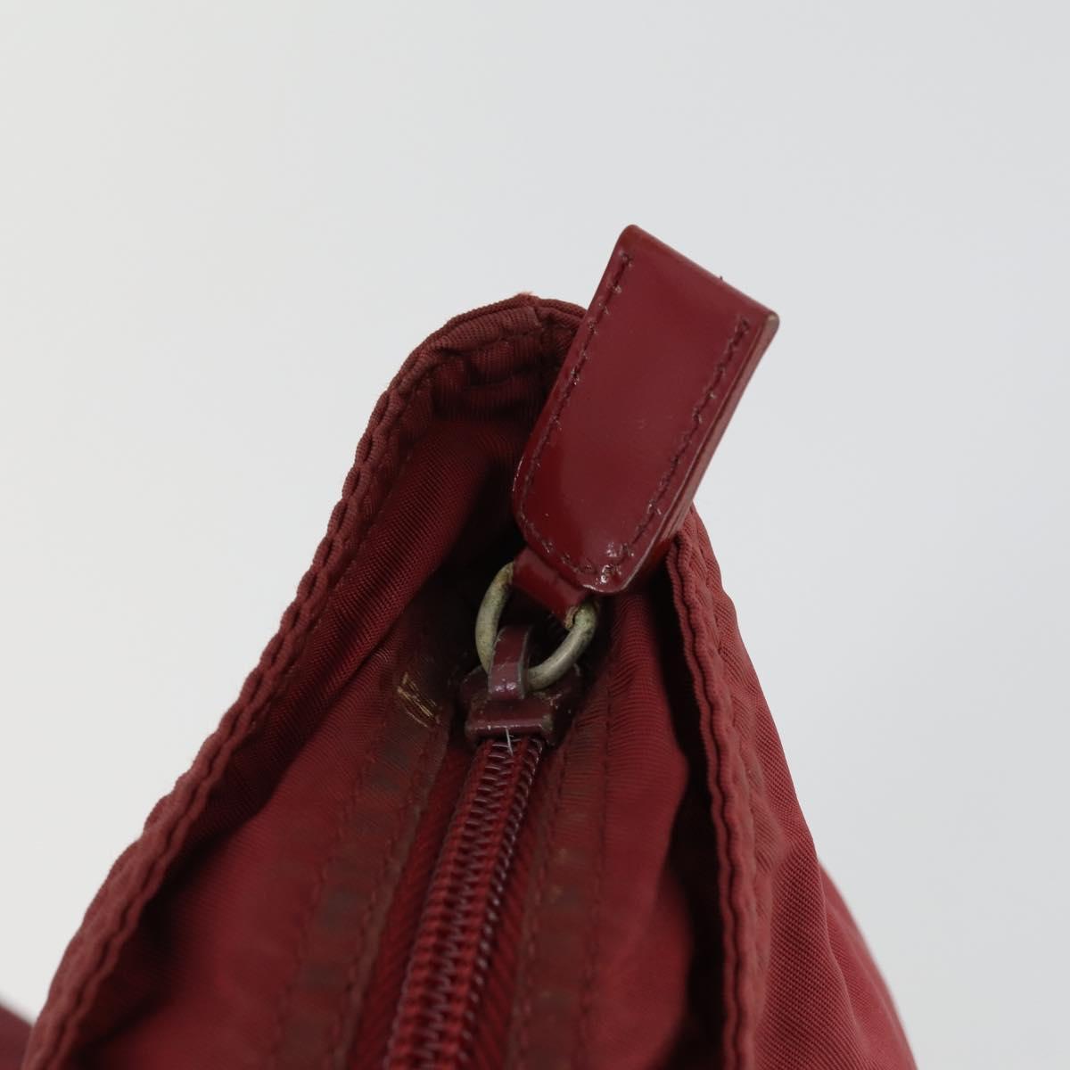 PRADA Shoulder Bag Nylon Red Silver Auth BA9935