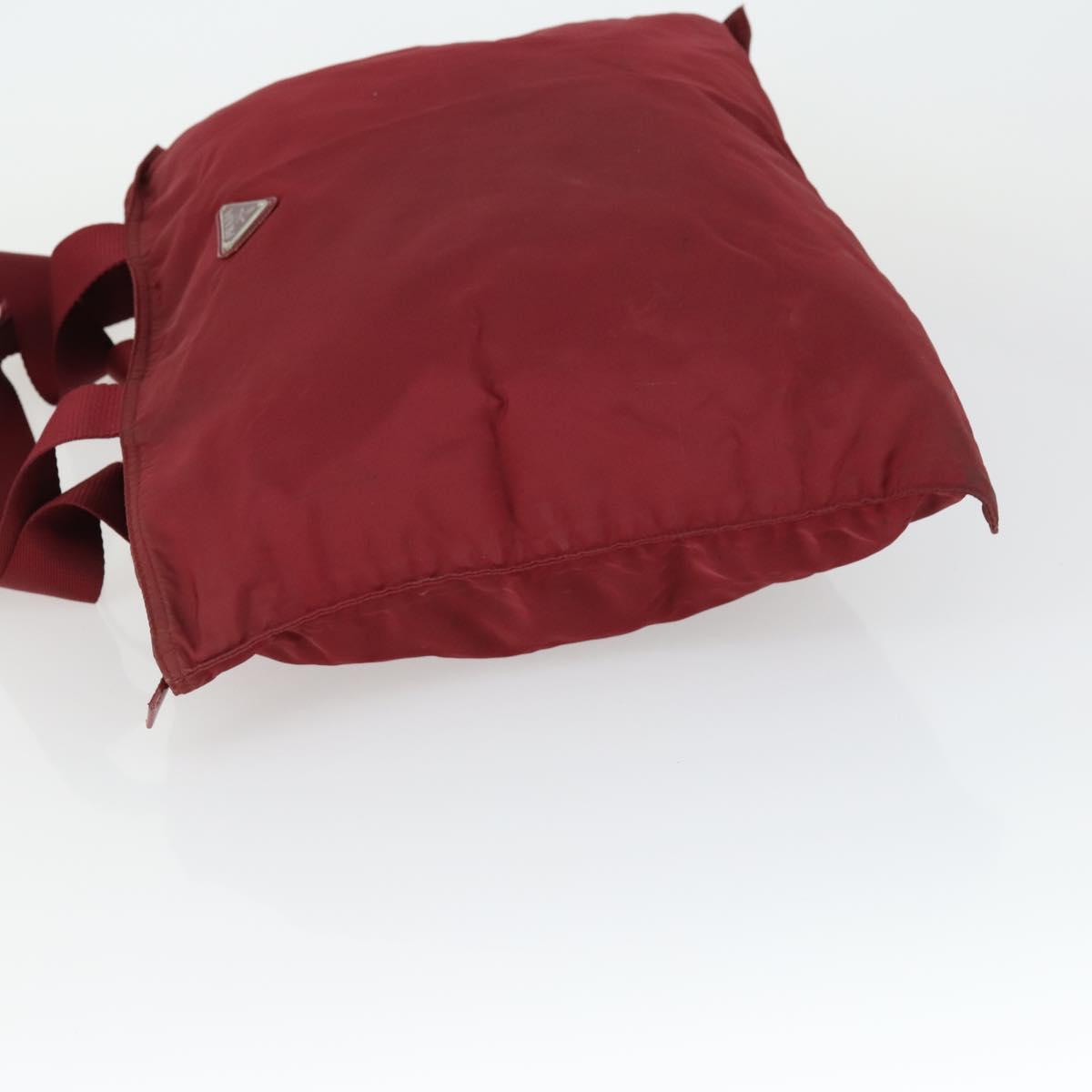 PRADA Shoulder Bag Nylon Red Silver Auth BA9935