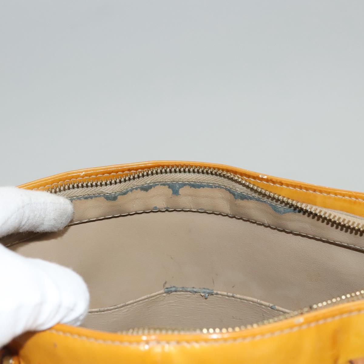 LOUIS VUITTON Monogram Vernis Houston Hand Bag Jaune M91121 LV Auth BA994