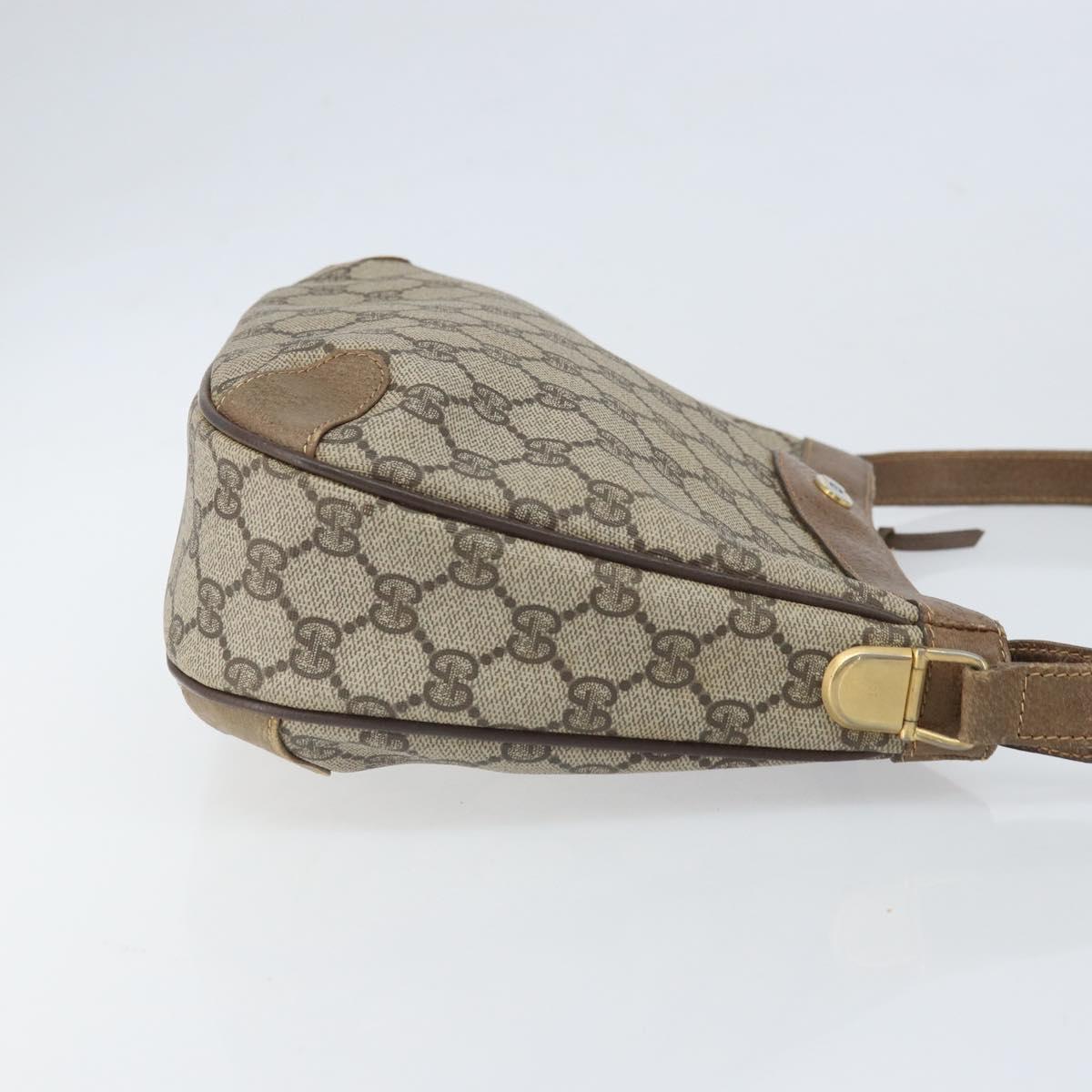 GUCCI GG Supreme Shoulder Bag PVC Beige Gold Auth BA9940