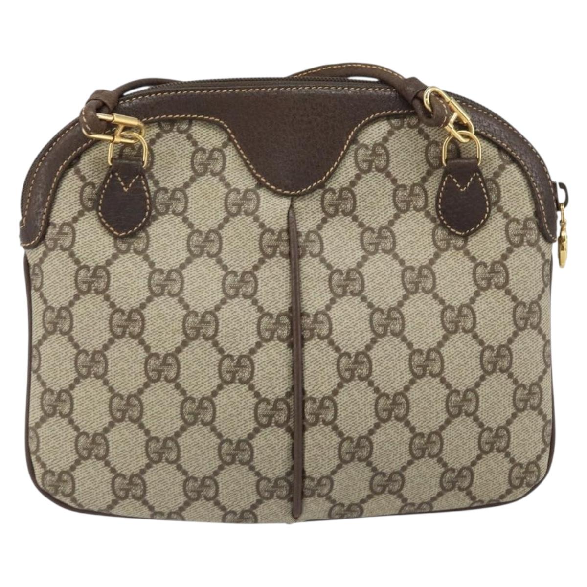 GUCCI GG Supreme Web Sherry Line Bag PVC Beige Gold 904 02 047 Auth BA9941