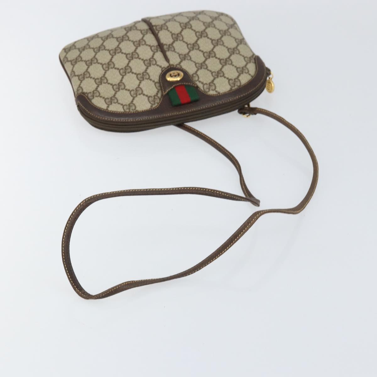 GUCCI GG Supreme Web Sherry Line Bag PVC Beige Gold 904 02 047 Auth BA9941