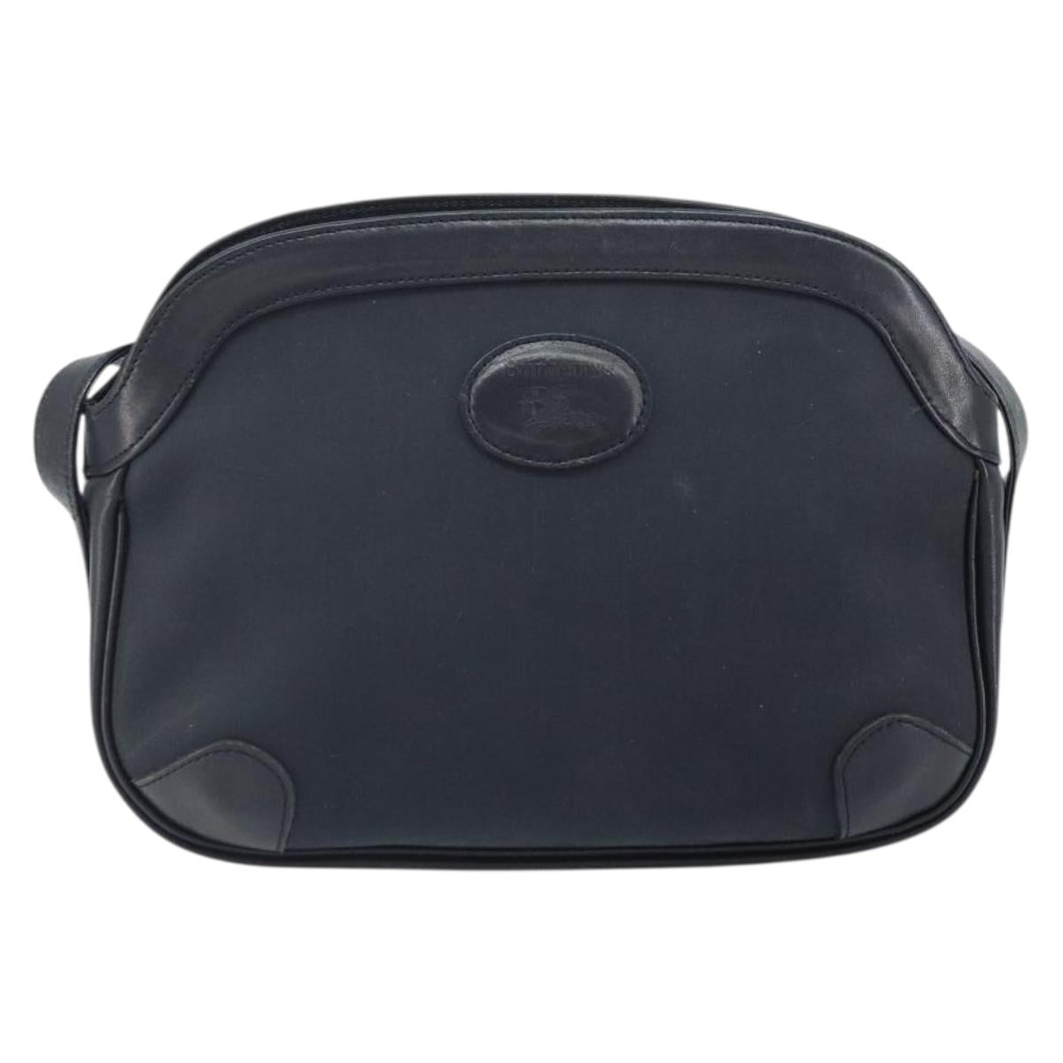 Burberrys Shoulder Bag Leather Navy Gold Auth BA9943