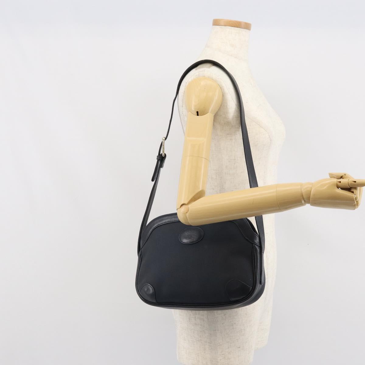 Burberrys Shoulder Bag Leather Navy Gold Auth BA9943