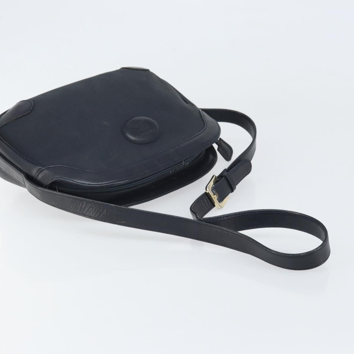 Burberrys Shoulder Bag Leather Navy Gold Auth BA9943