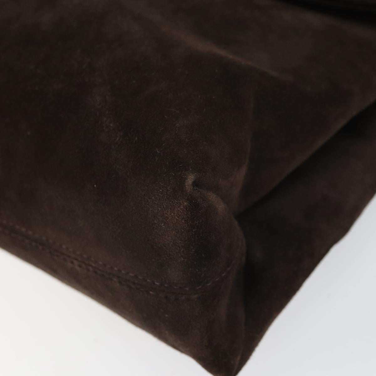 Salvatore Ferragamo Gancini Shoulder Bag Suede Brown Gold Auth BA9944