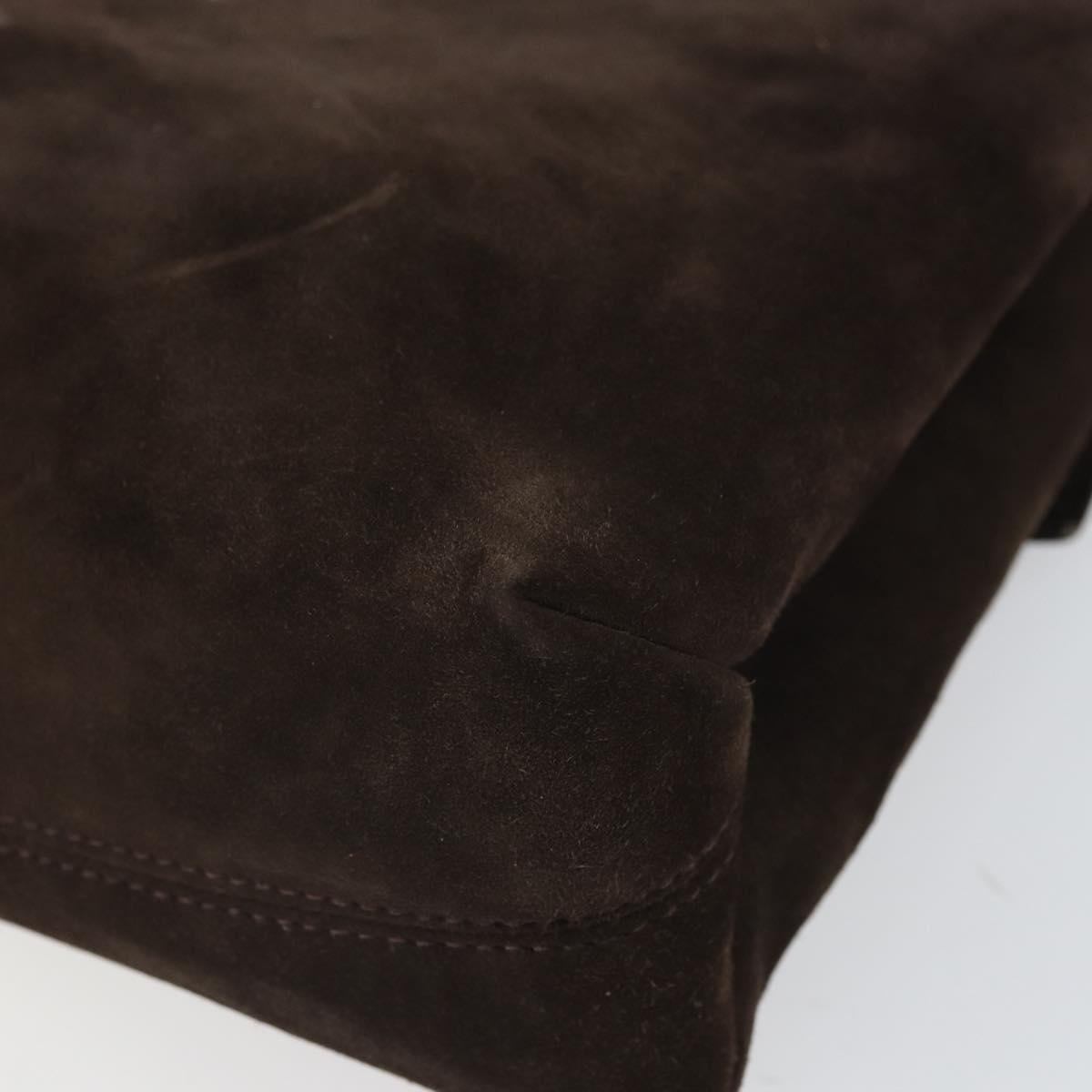 Salvatore Ferragamo Gancini Shoulder Bag Suede Brown Gold Auth BA9944