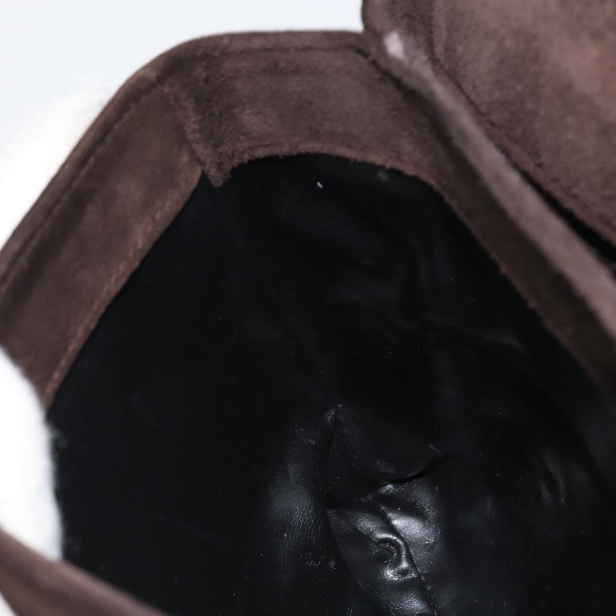 Salvatore Ferragamo Gancini Shoulder Bag Suede Brown Gold Auth BA9944