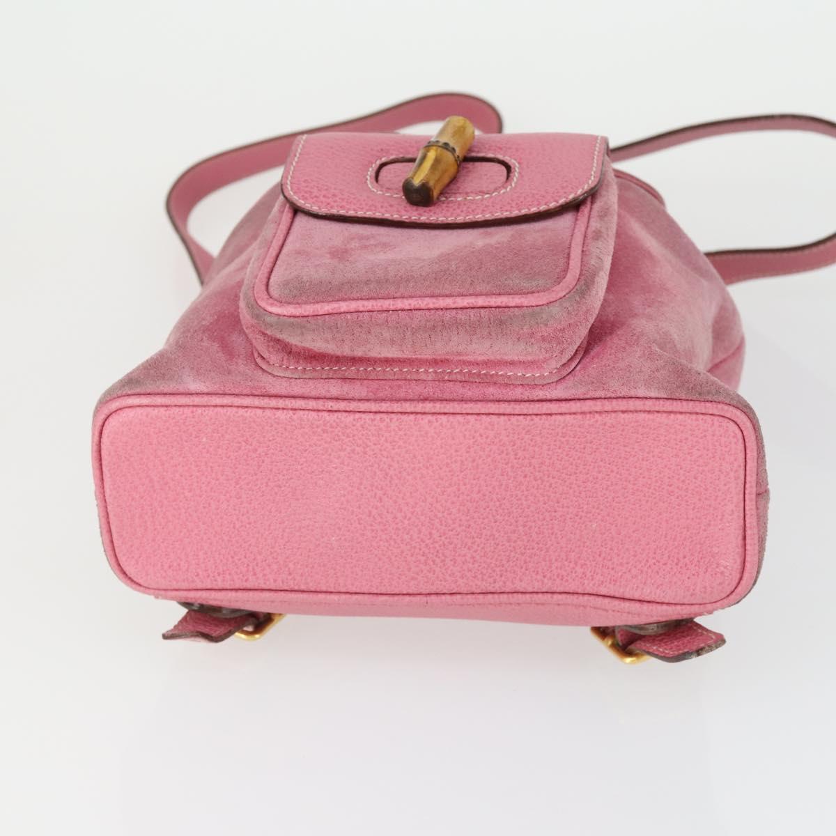 GUCCI Bamboo Backpack Suede Pink Gold 003 2034 0030 Auth BA9946