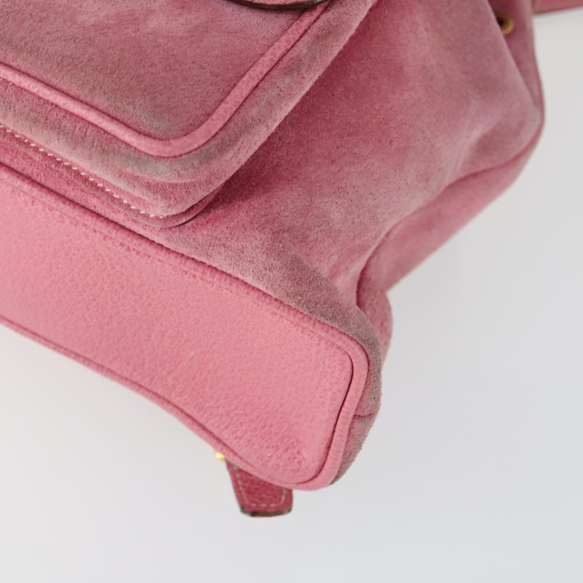 GUCCI Bamboo Backpack Suede Pink Gold 003 2034 0030 Auth BA9946