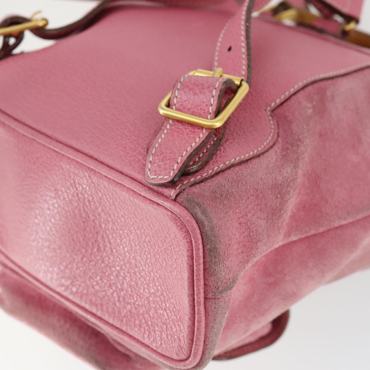 GUCCI Bamboo Backpack Suede Pink Gold 003 2034 0030 Auth BA9946