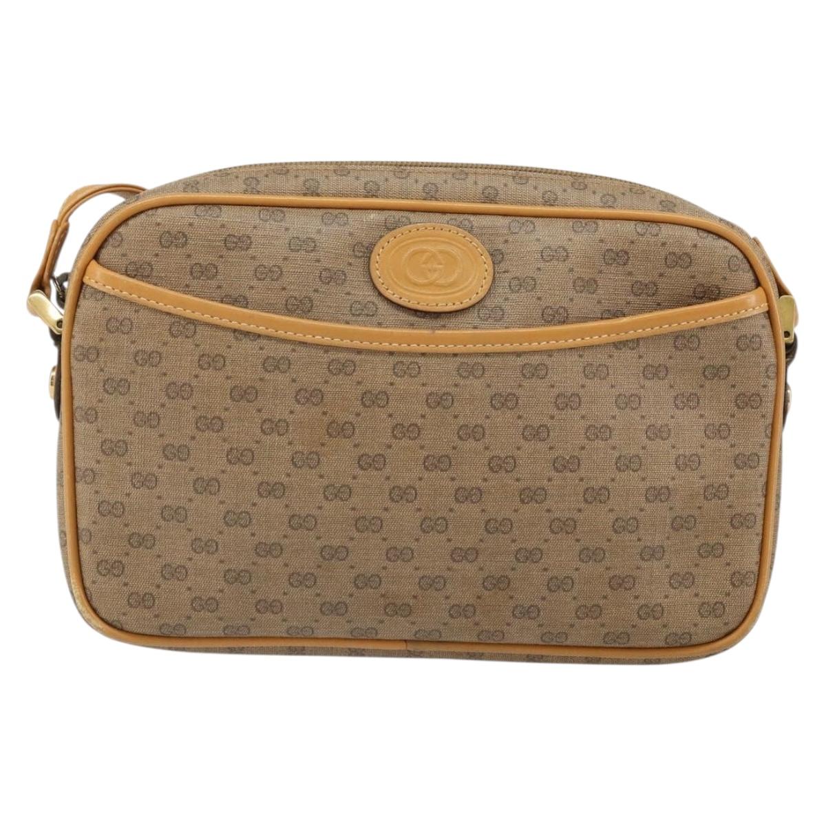 GUCCI Micro GG Supreme Shoulder Bag PVC Beige Gold 007 113 1943 Auth BA9951