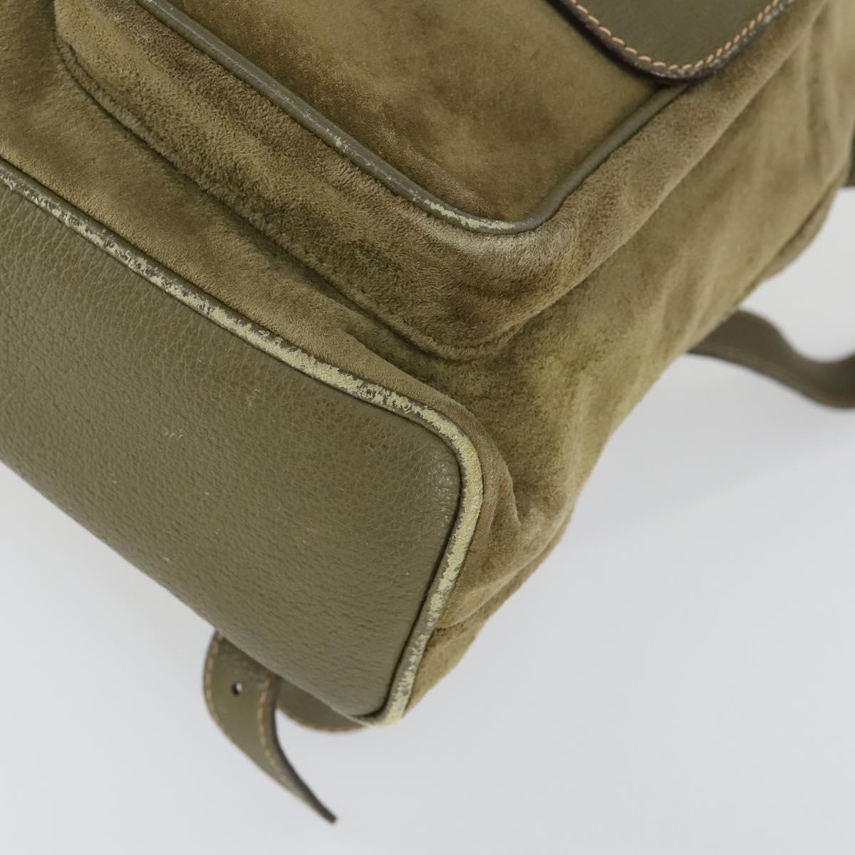 GUCCI Bamboo Backpack Suede Khaki Gold 003 58 0016 Auth BA9952