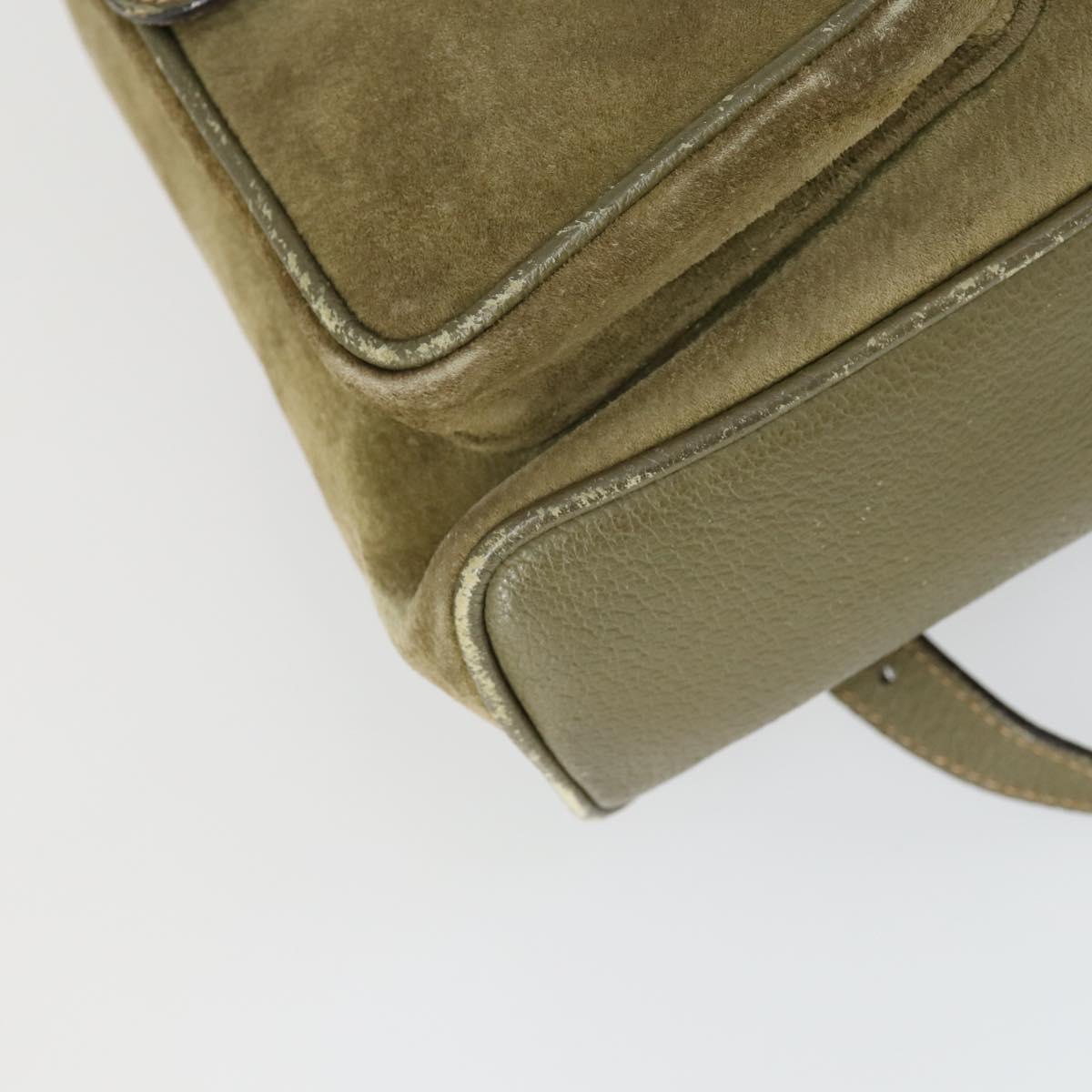 GUCCI Bamboo Backpack Suede Khaki Gold 003 58 0016 Auth BA9952