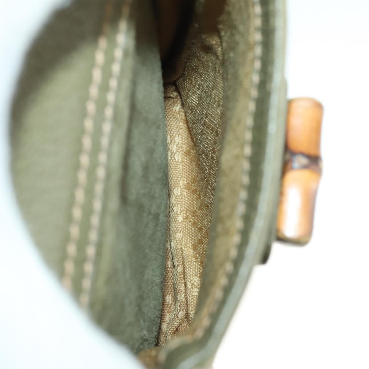GUCCI Bamboo Backpack Suede Khaki Gold 003 58 0016 Auth BA9952