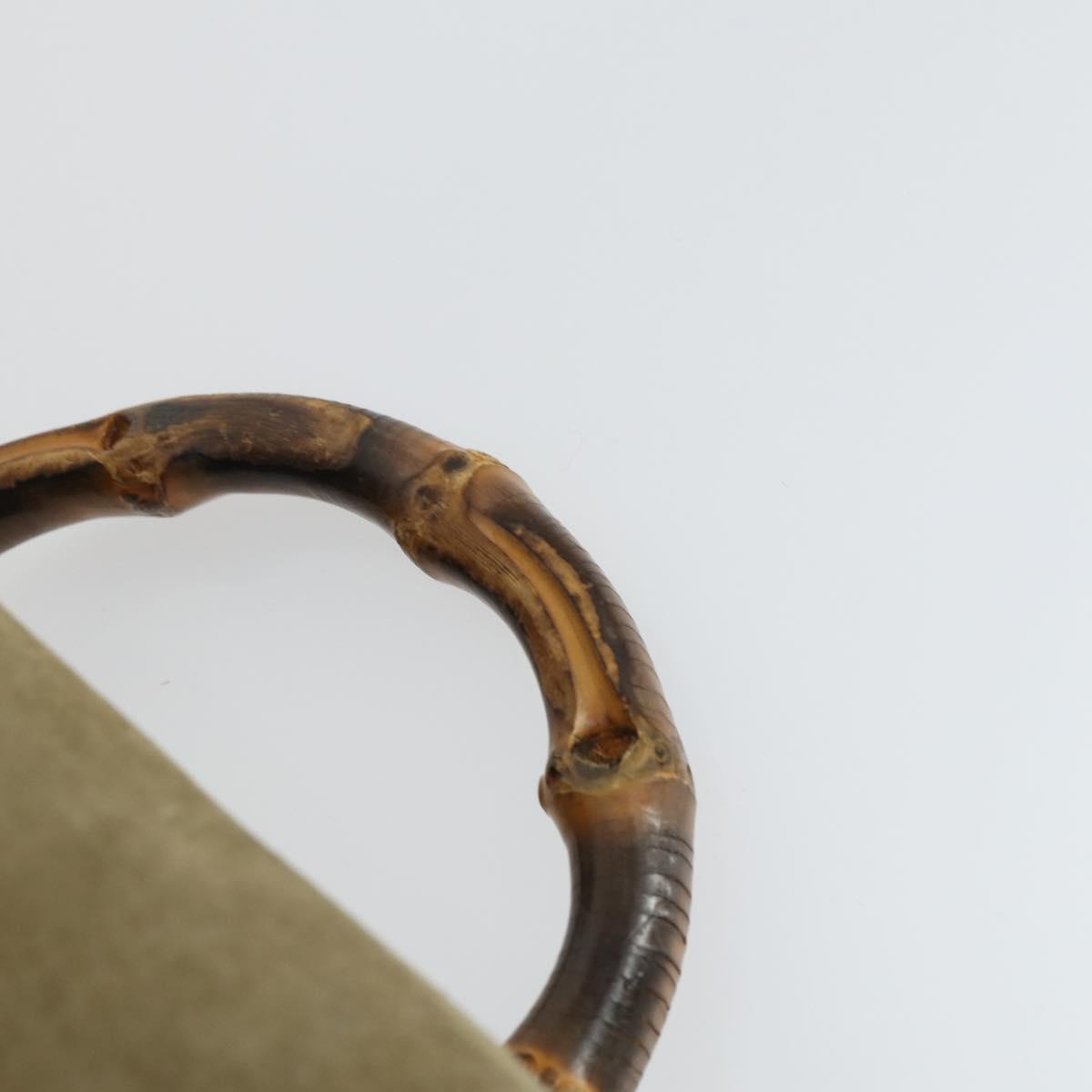 GUCCI Bamboo Backpack Suede Khaki Gold 003 58 0016 Auth BA9952