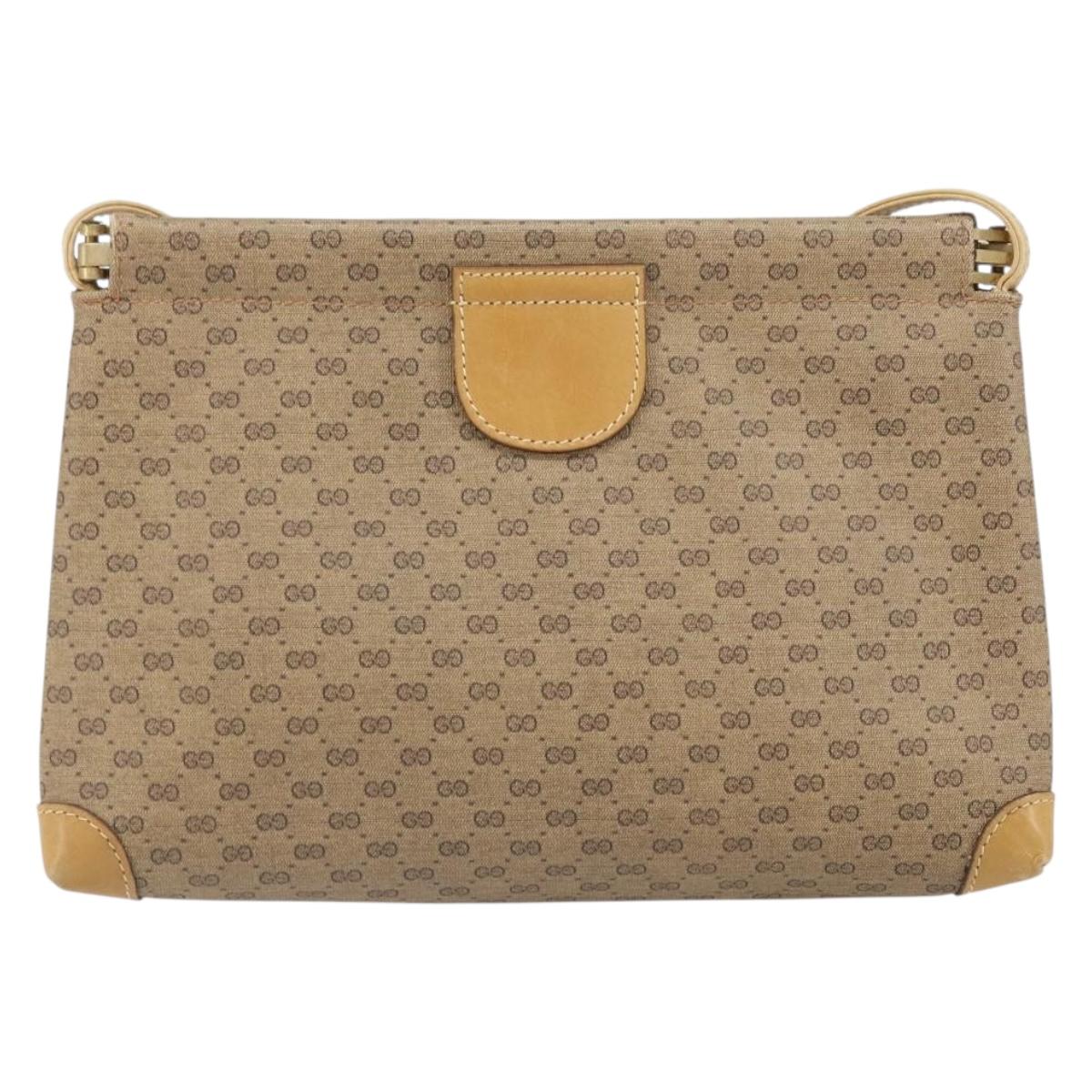 GUCCI Micro GG Supreme Shoulder Bag PVC Beige Gold 87 001 5553 Auth BA9956
