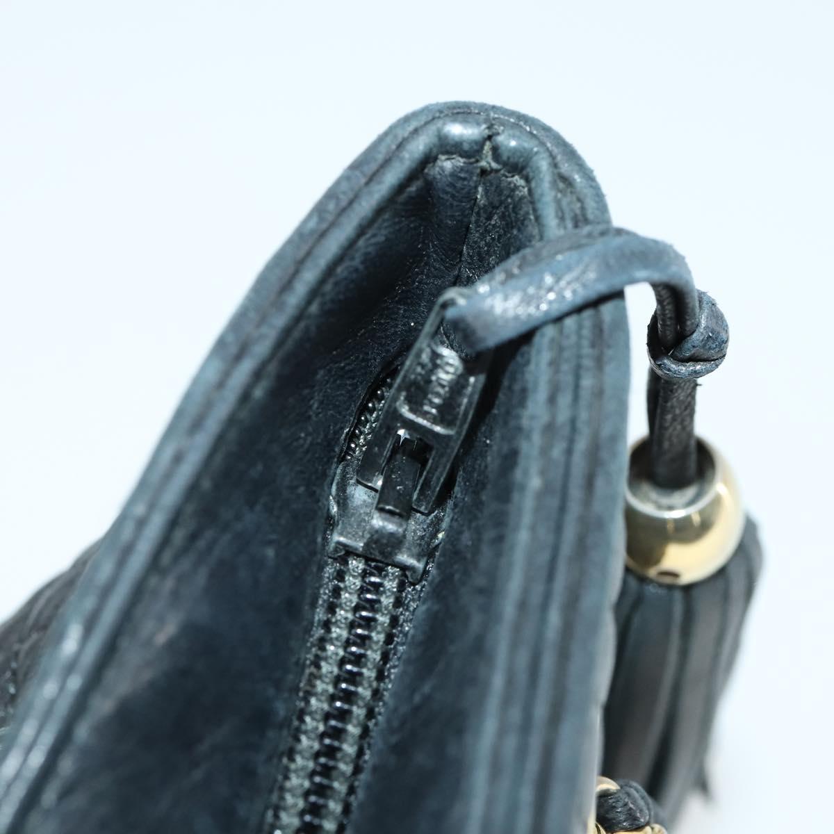 BALLY Chain Shoulder Bag Leather Black Gold Auth BA9958