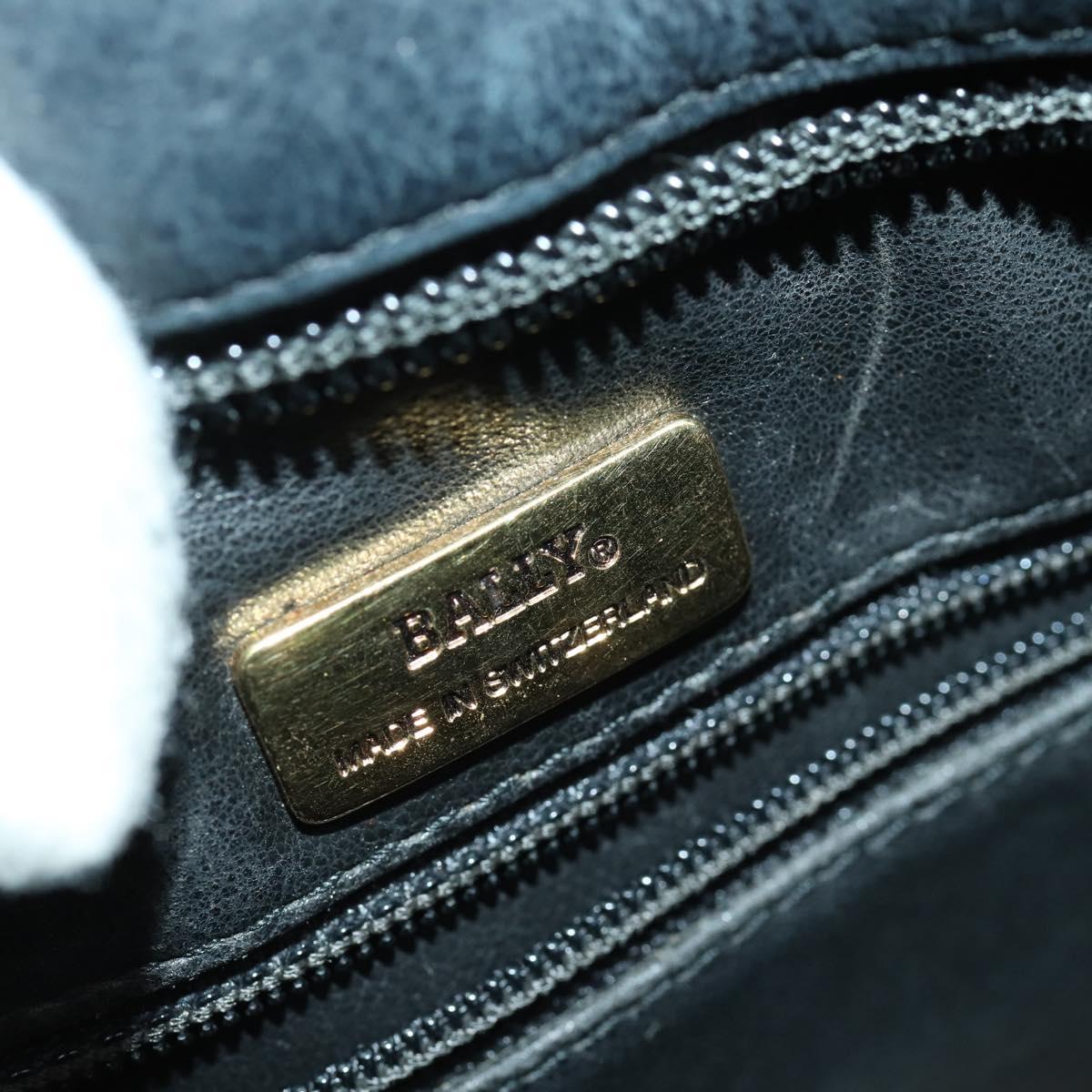 BALLY Chain Shoulder Bag Leather Black Gold Auth BA9958