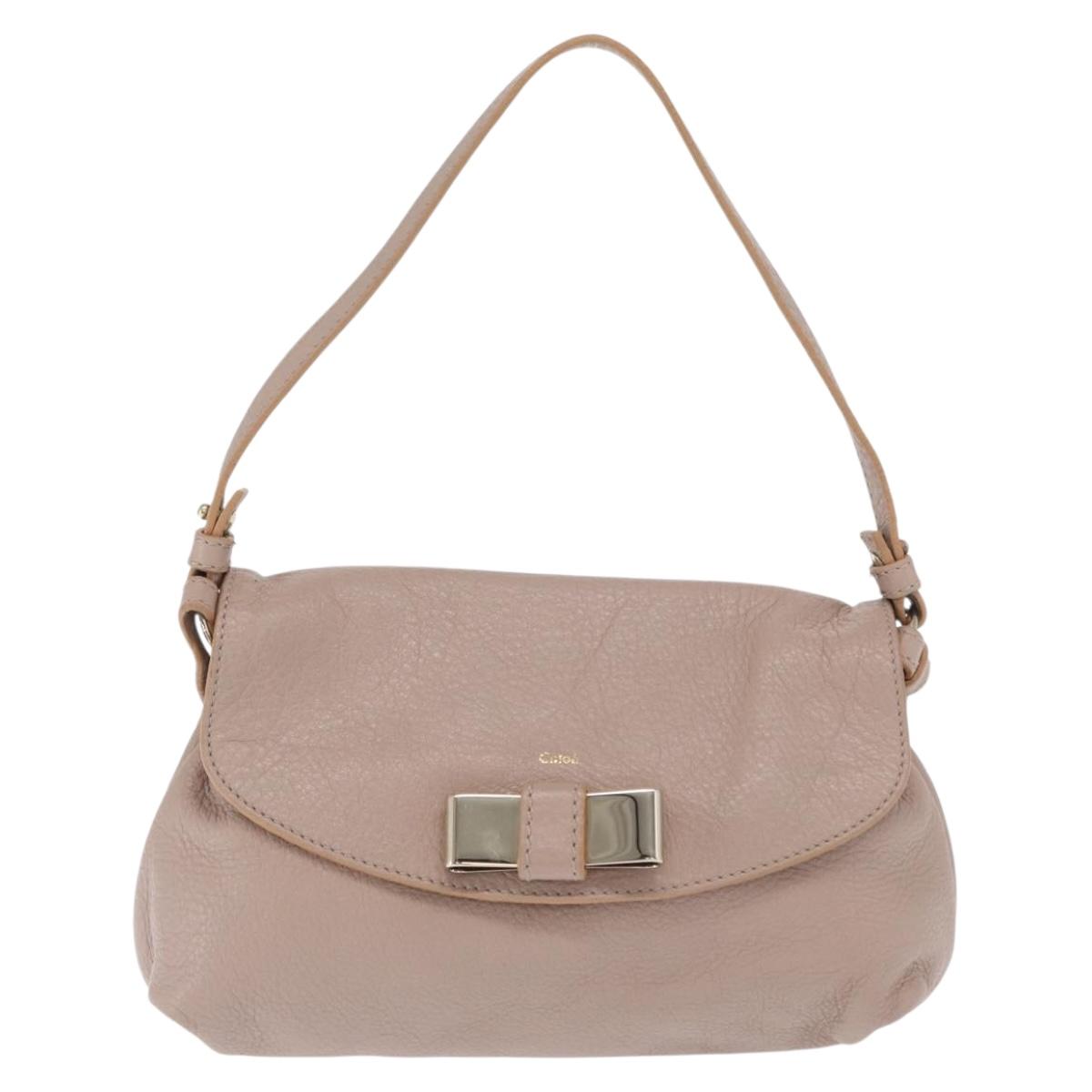 Chloe Hand Bag Leather 2way Beige Gold Auth BA9959
