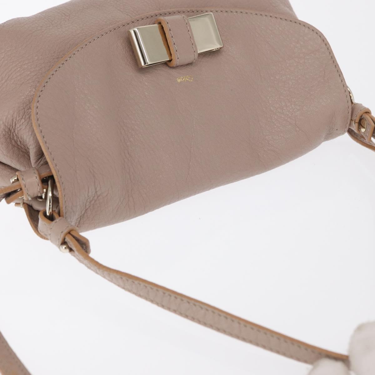 Chloe Hand Bag Leather 2way Beige Gold Auth BA9959