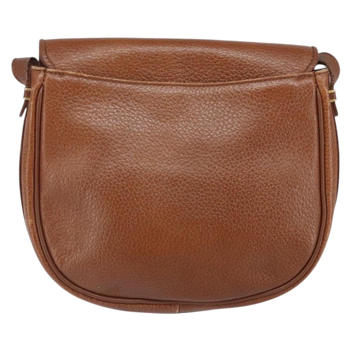 Burberrys Shoulder Bag Leather Brown Gold Auth BA9960