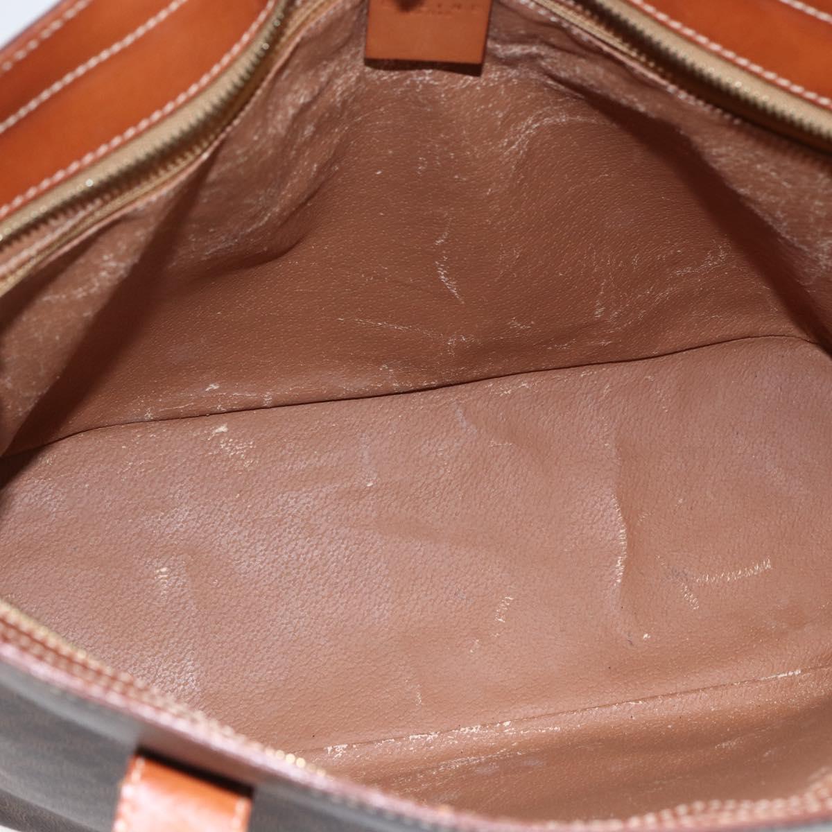 CELINE Macadam Canvas Tote Bag PVC Leather Brown Gold Auth BA9962