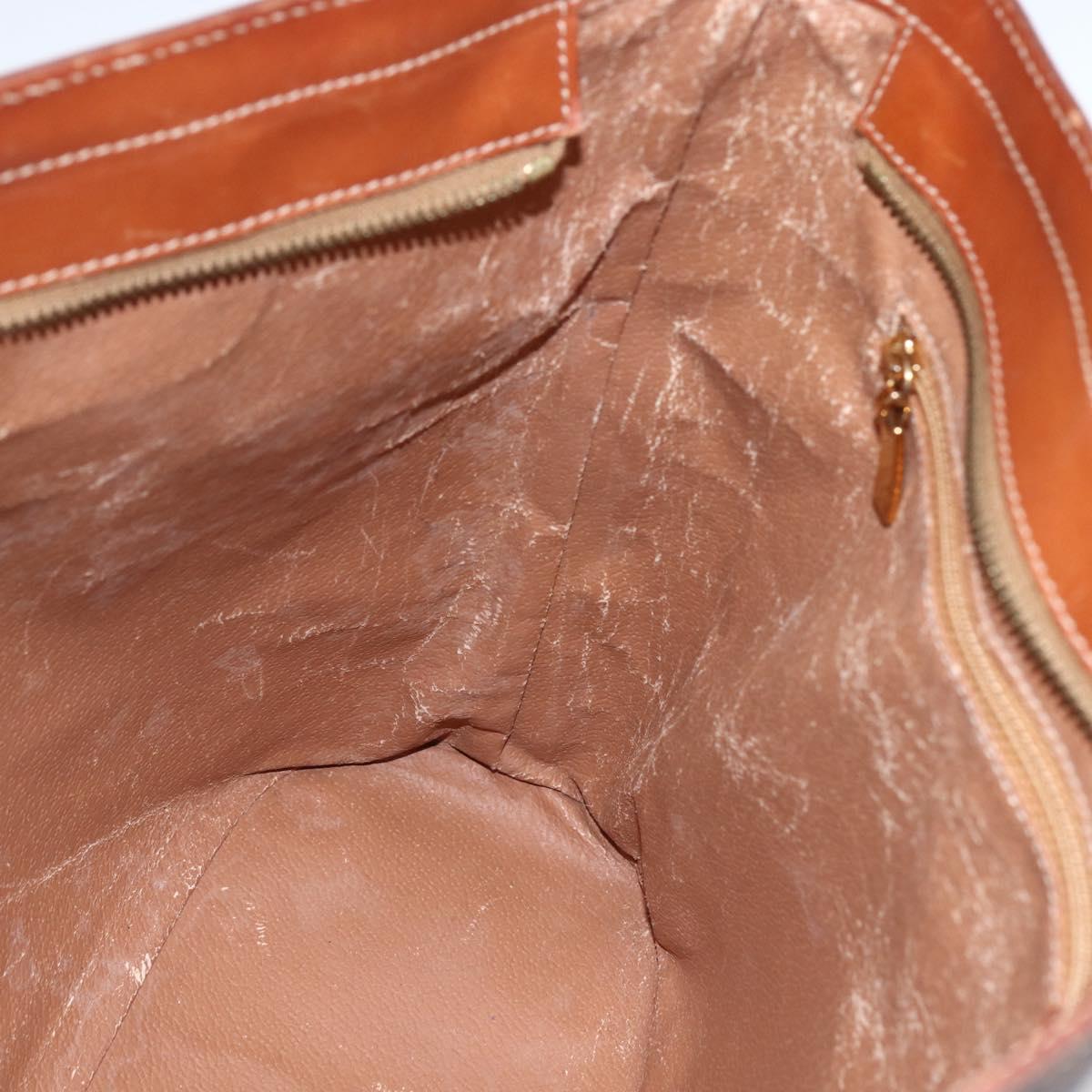 CELINE Macadam Canvas Tote Bag PVC Leather Brown Gold Auth BA9962