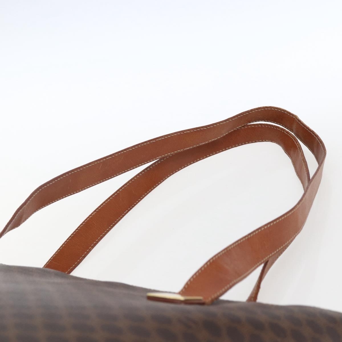 CELINE Macadam Canvas Tote Bag PVC Leather Brown Gold Auth BA9962