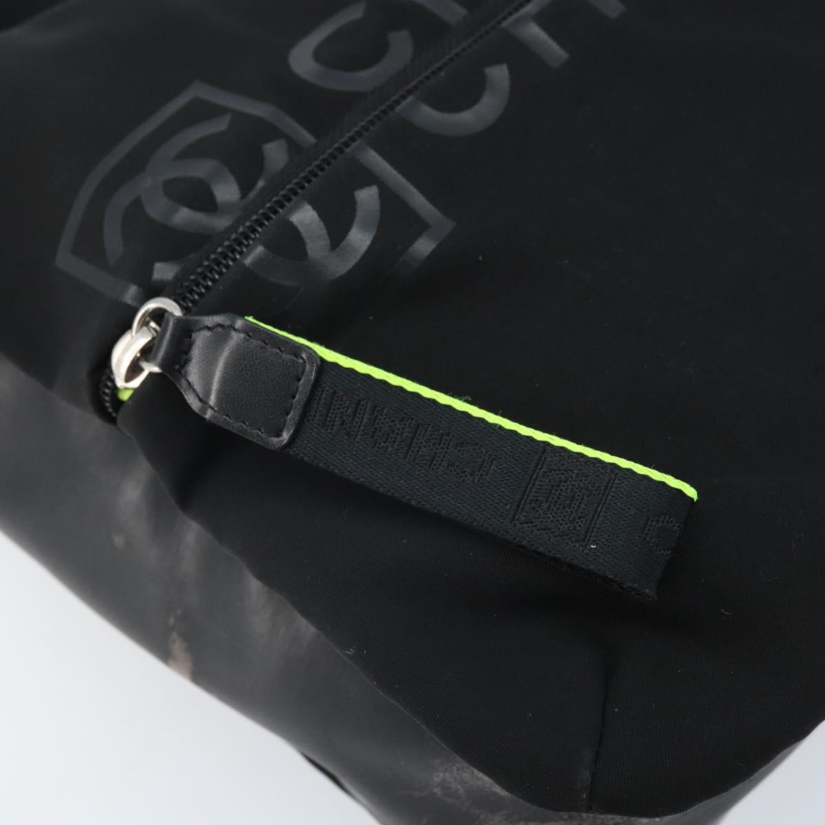 CHANEL Sports Line Shoulder Bag Nylon Black CC Auth BA9965