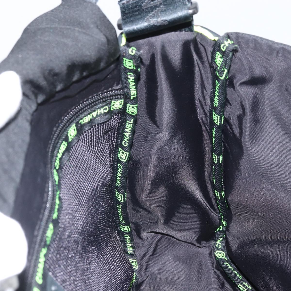 CHANEL Sports Line Shoulder Bag Nylon Black CC Auth BA9965