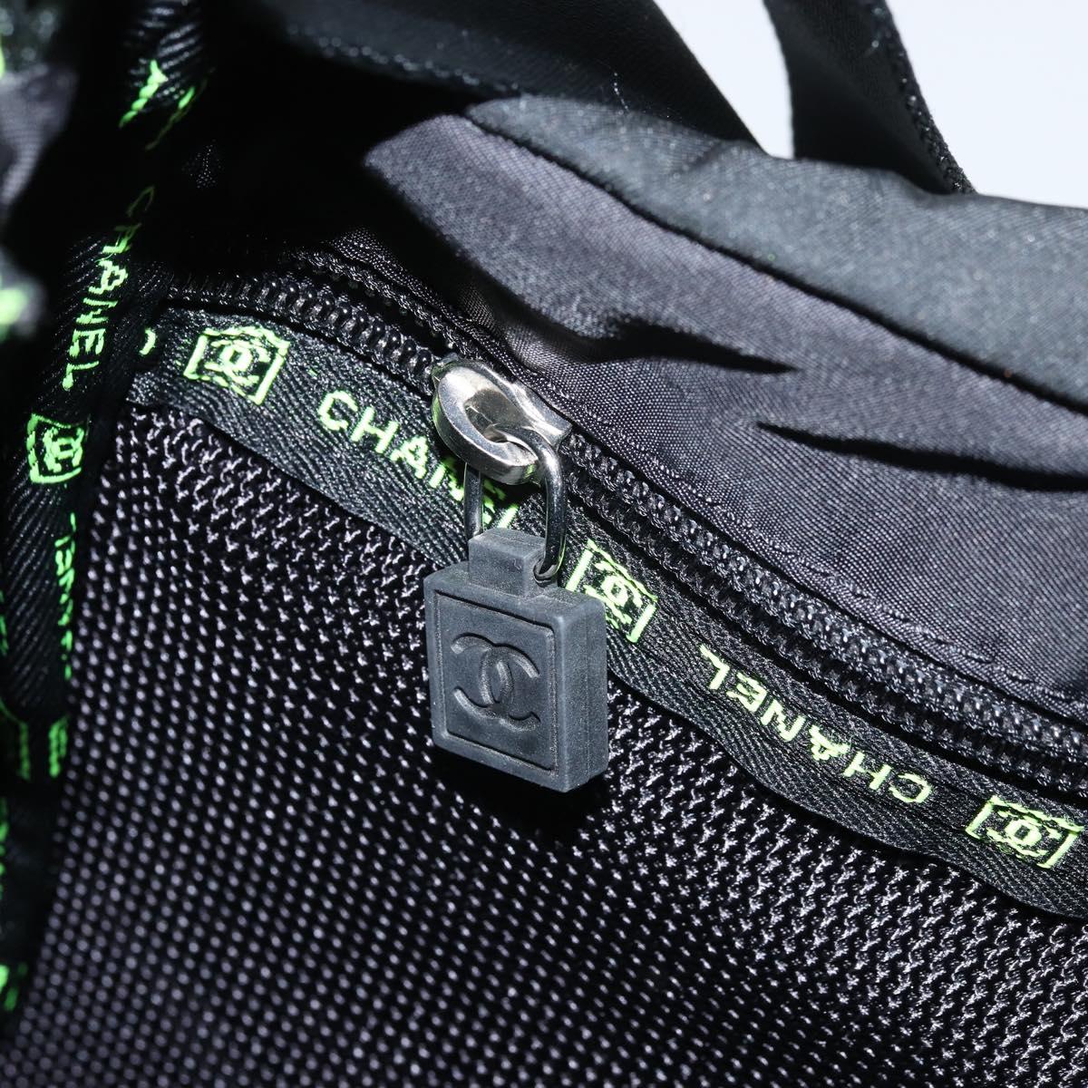 CHANEL Sports Line Shoulder Bag Nylon Black CC Auth BA9965