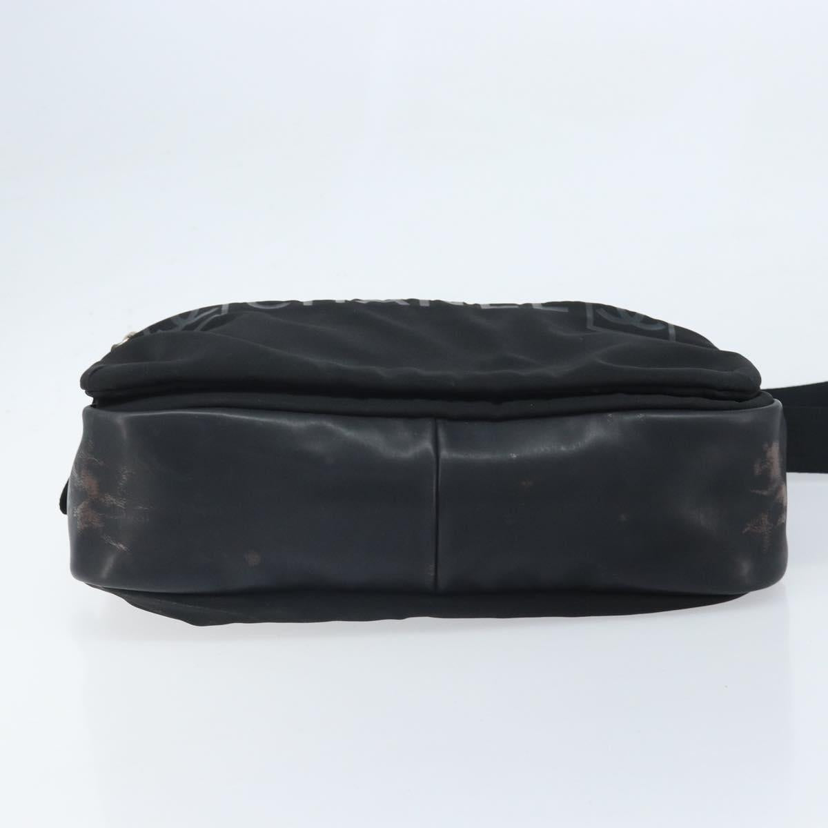 CHANEL Sports Line Shoulder Bag Nylon Black CC Auth BA9965