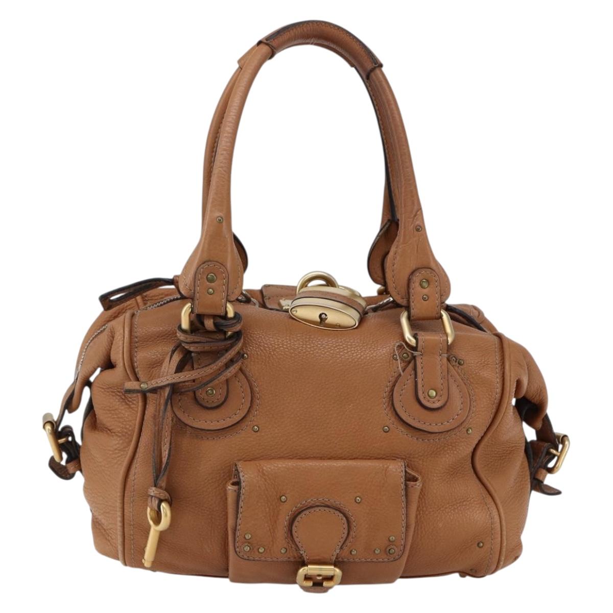 Chloe Paddington Hand Bag Leather Brown Gold Silver Auth BA9967V