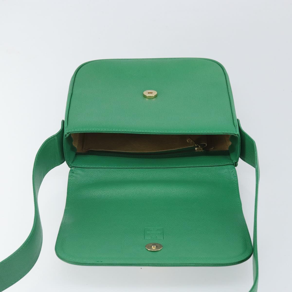 MCM Shoulder Bag Leather Green Gold Auth BA9971
