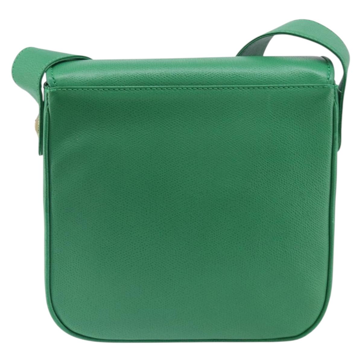 MCM Shoulder Bag Leather Green Gold Auth BA9971