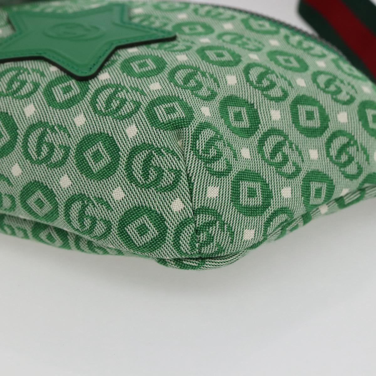 GUCCI Children's Sherry Line Waist bag Canvas Green Silver 502095 Auth BA9977V