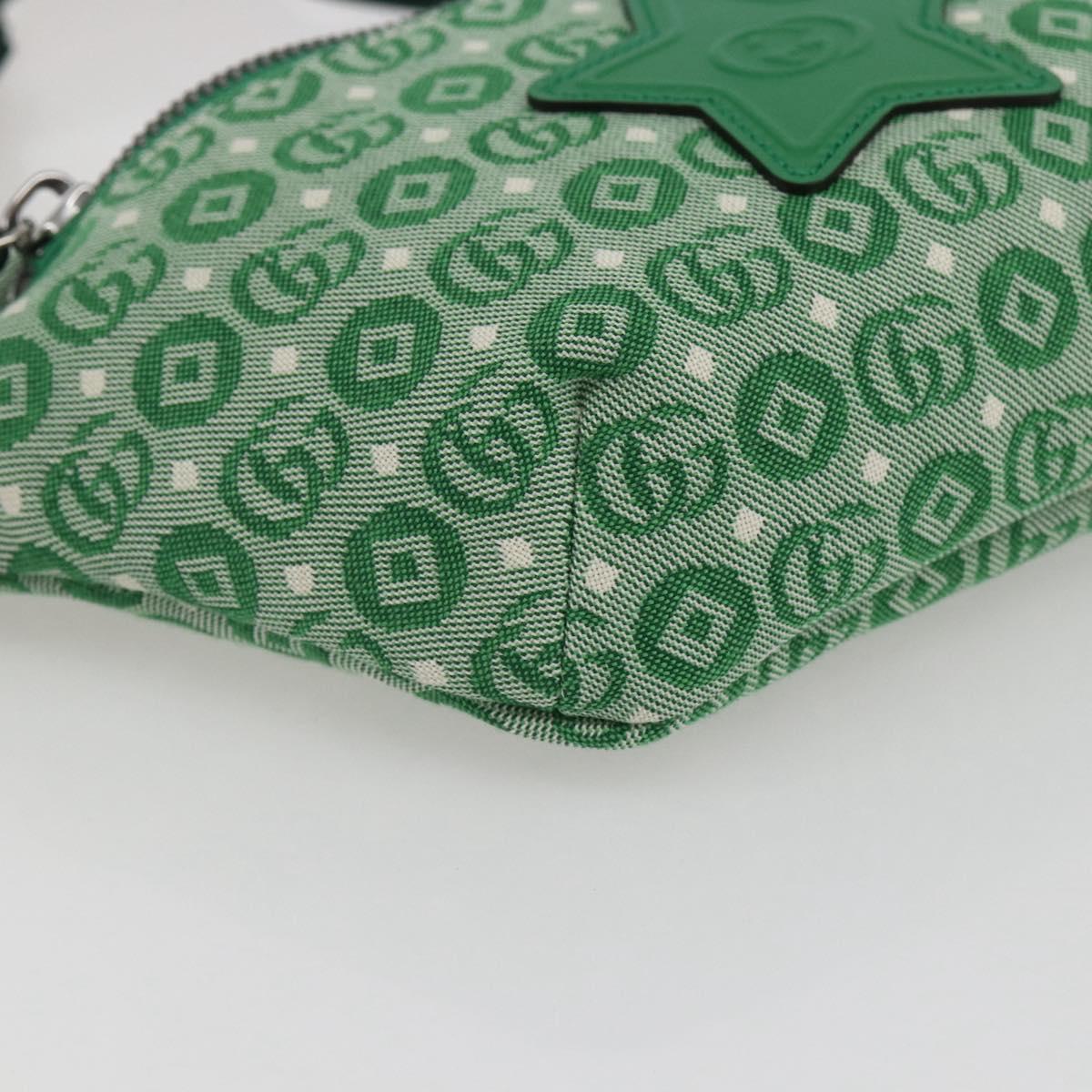 GUCCI Children's Sherry Line Waist bag Canvas Green Silver 502095 Auth BA9977V