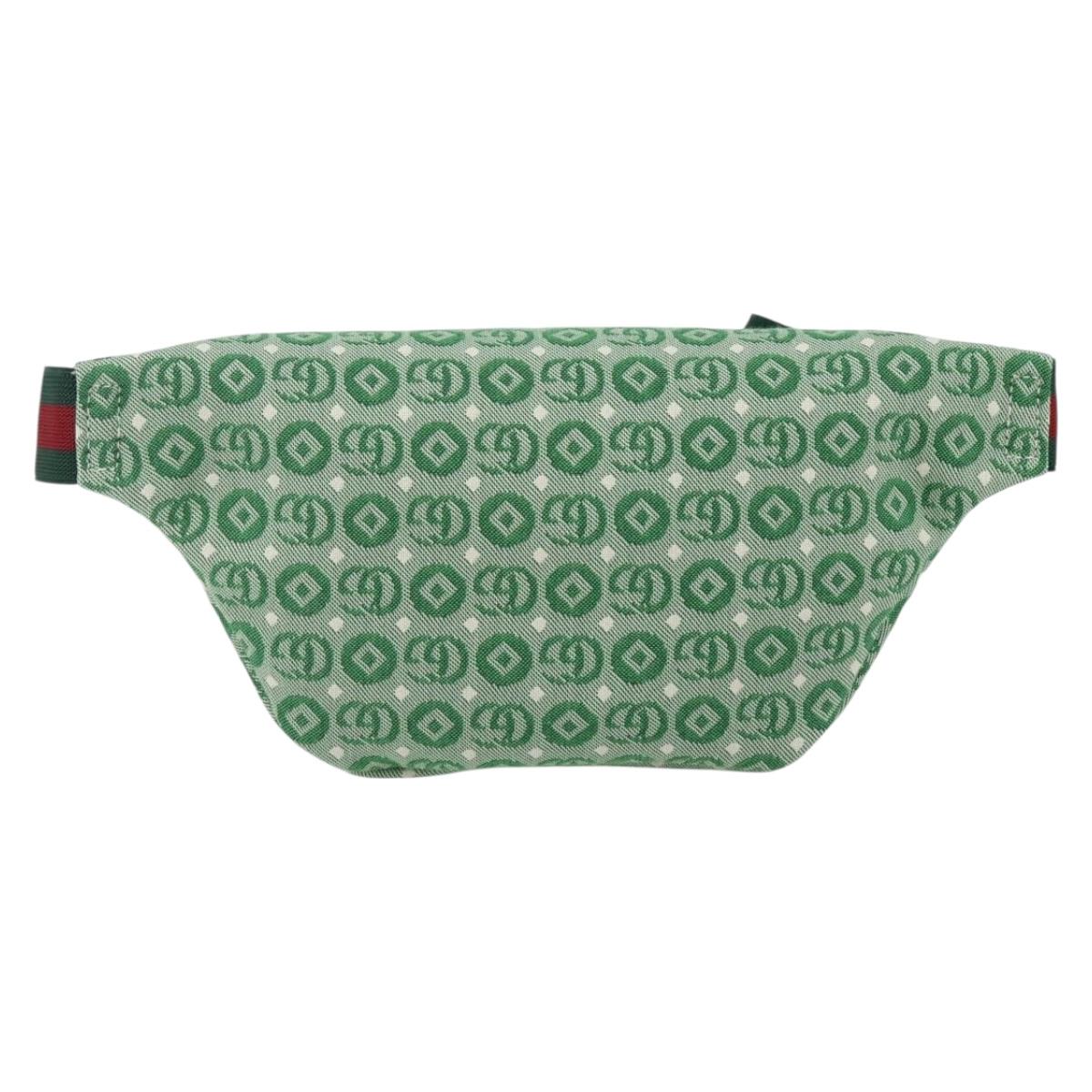 GUCCI Children's Sherry Line Waist bag Canvas Green Silver 502095 Auth BA9977V