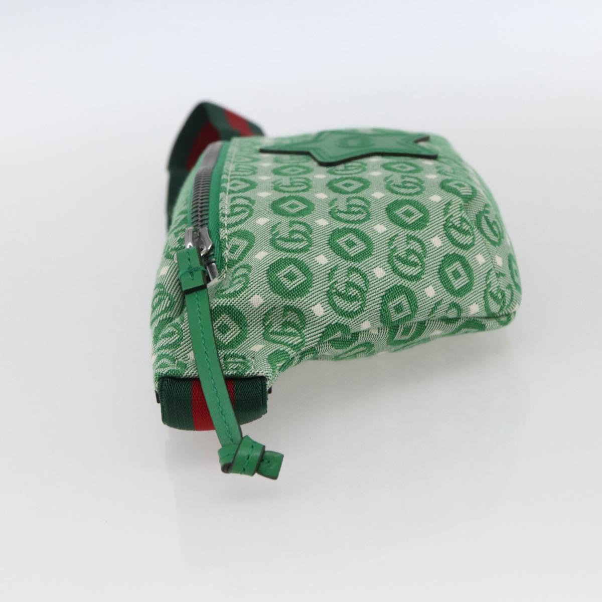 GUCCI Children's Sherry Line Waist bag Canvas Green Silver 502095 Auth BA9977V