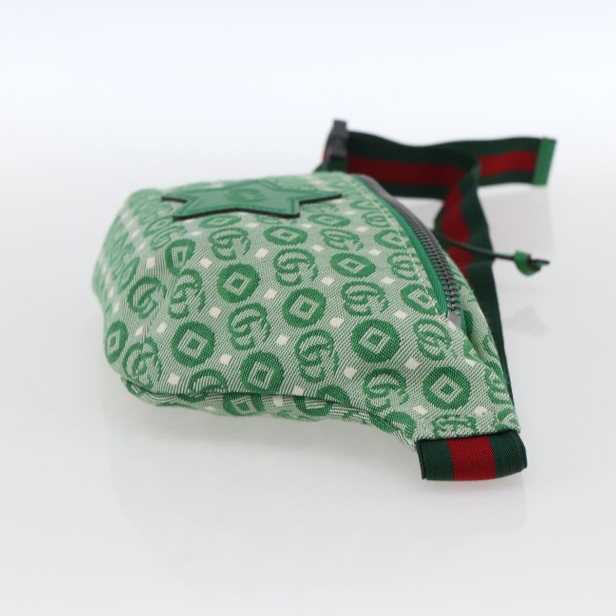 GUCCI Children's Sherry Line Waist bag Canvas Green Silver 502095 Auth BA9977V