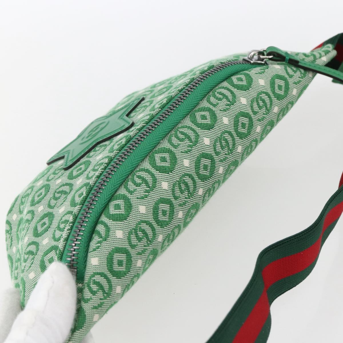 GUCCI Children's Sherry Line Waist bag Canvas Green Silver 502095 Auth BA9977V