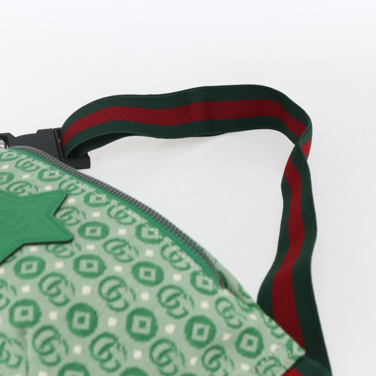 GUCCI Children's Sherry Line Waist bag Canvas Green Silver 502095 Auth BA9977V