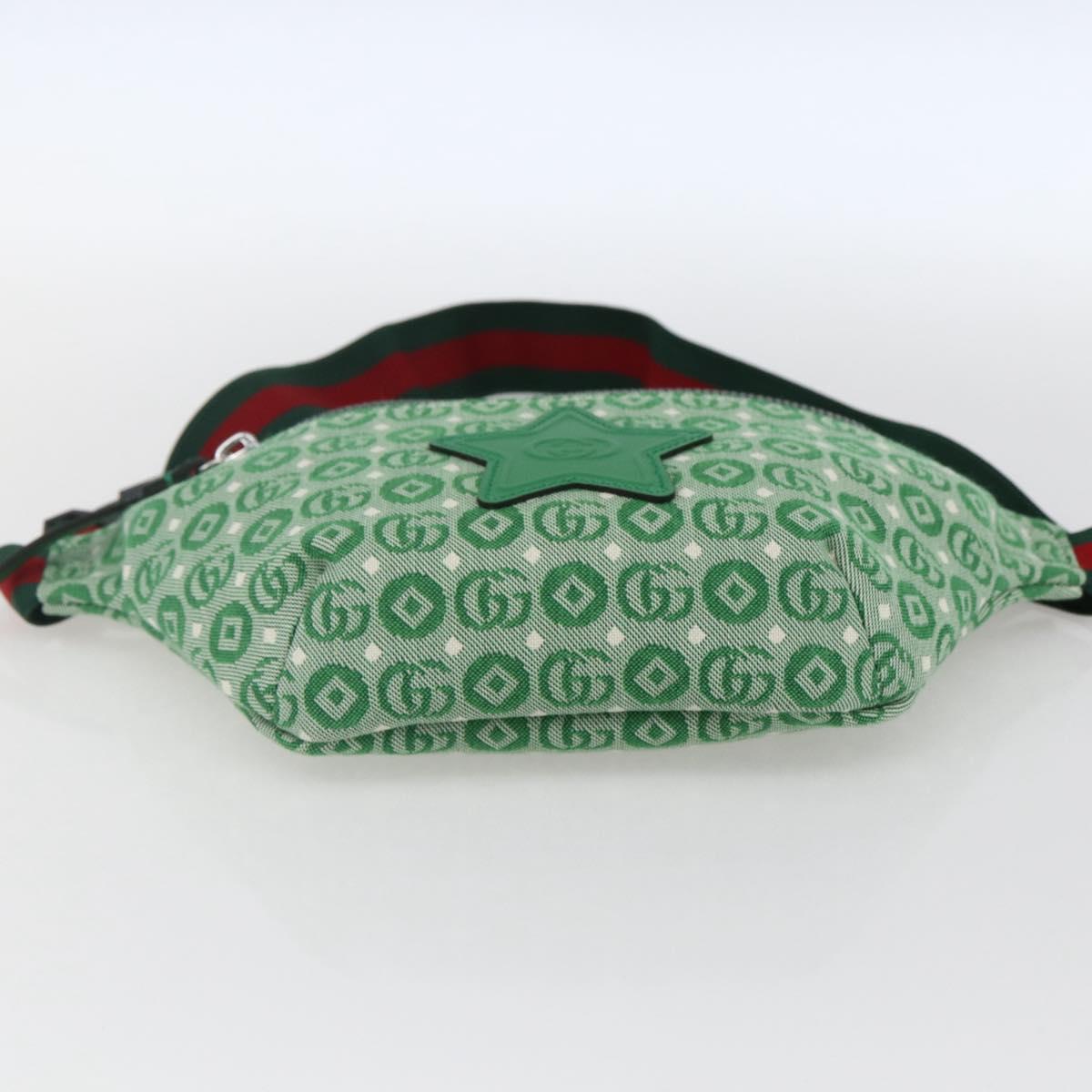 GUCCI Children's Sherry Line Waist bag Canvas Green Silver 502095 Auth BA9977V