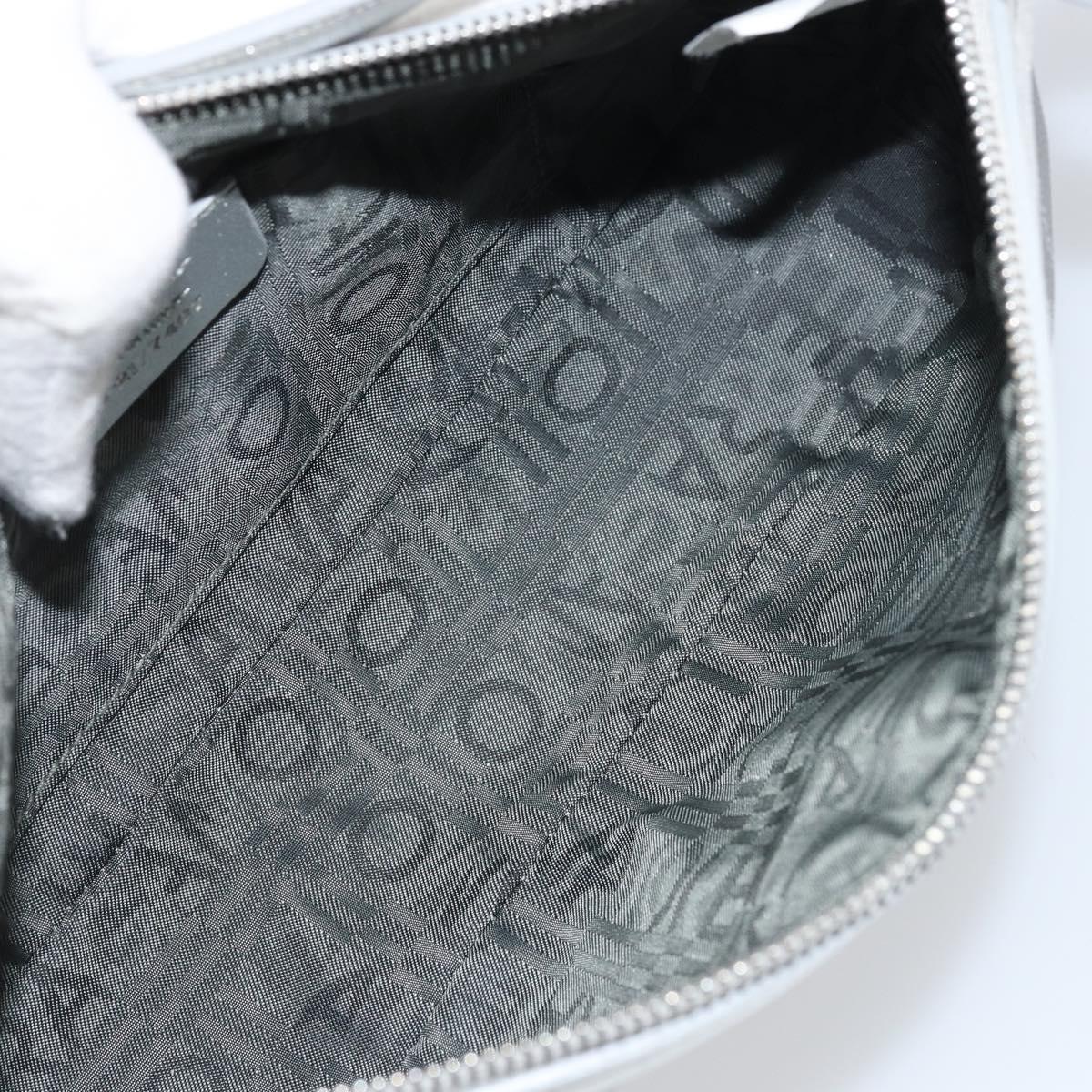 Salvatore Ferragamo Hand Pouch Leather PVC Silver Auth BA9978V