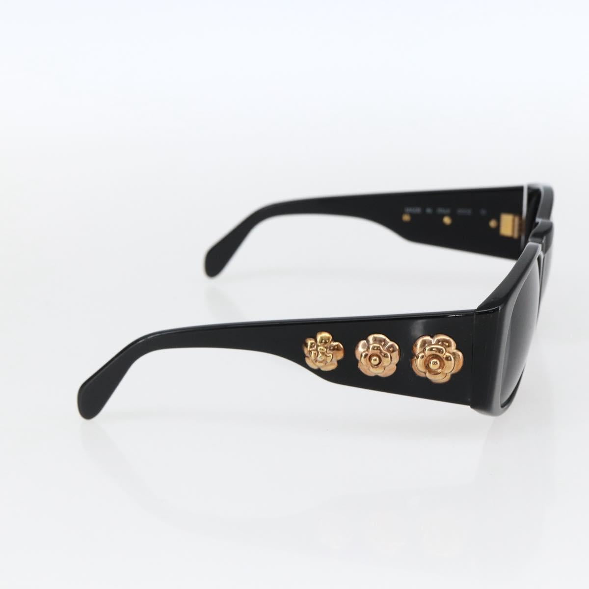 CHANEL Camelia Sunglasses plastic Black CC Auth BA9982
