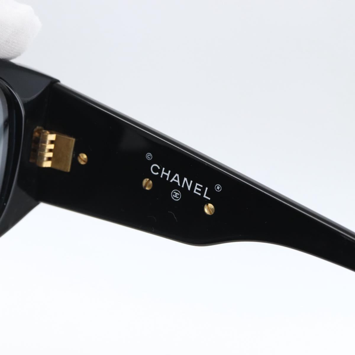 CHANEL Camelia Sunglasses plastic Black CC Auth BA9982