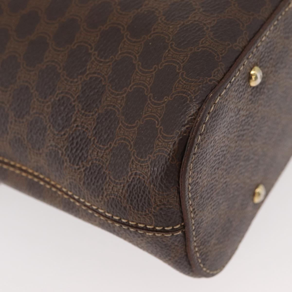 CELINE Macadam Canvas Shoulder Bag PVC Leather Brown Gold Auth BAZ004A