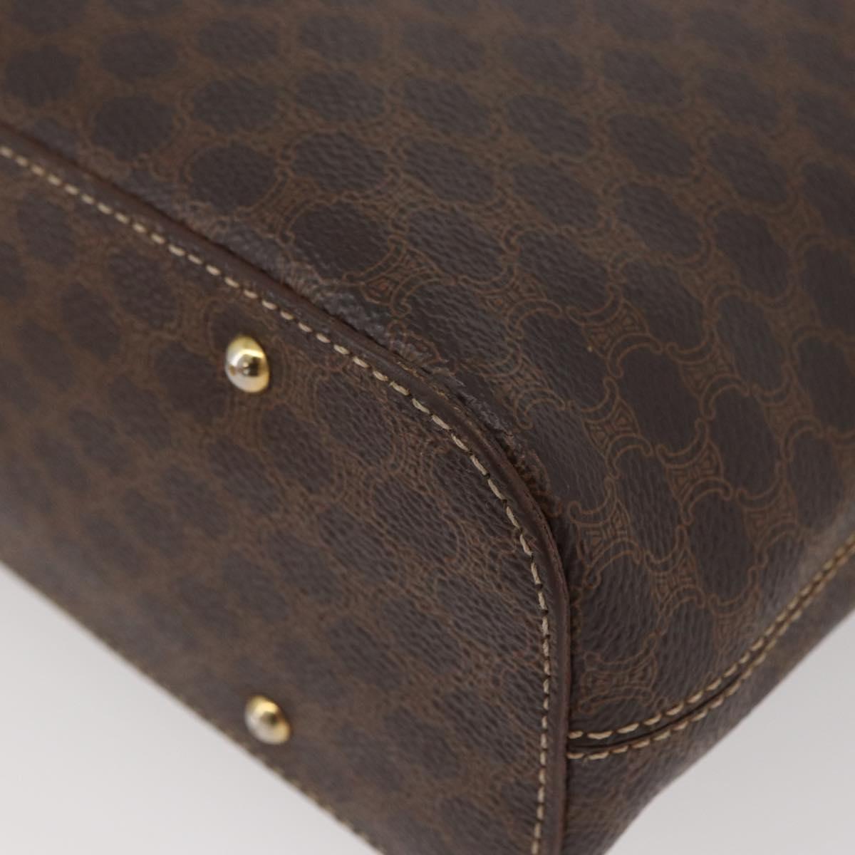 CELINE Macadam Canvas Shoulder Bag PVC Leather Brown Gold Auth BAZ004A