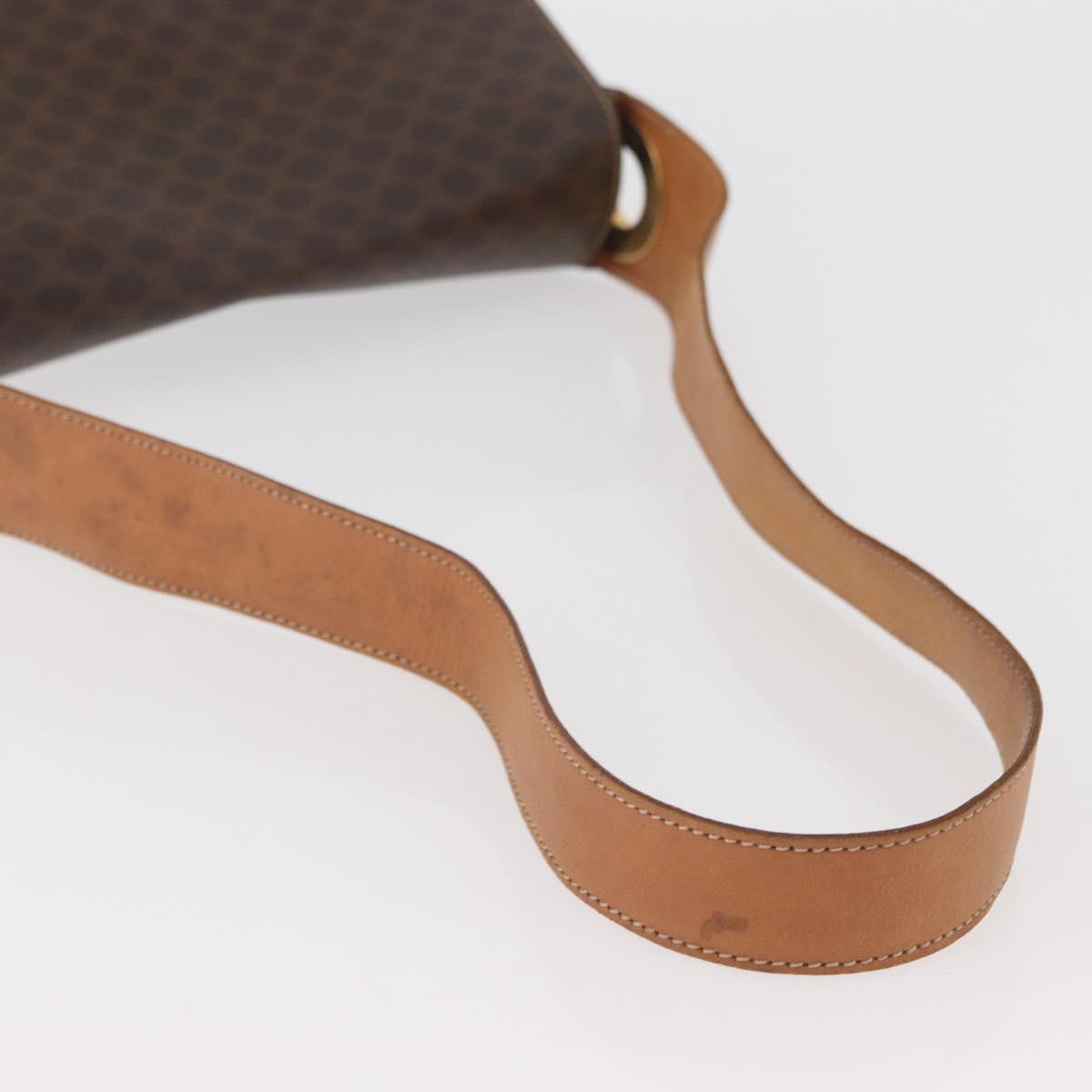 CELINE Macadam Canvas Shoulder Bag PVC Leather Brown Gold Auth BAZ004A